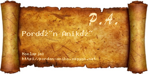 Pordán Anikó névjegykártya